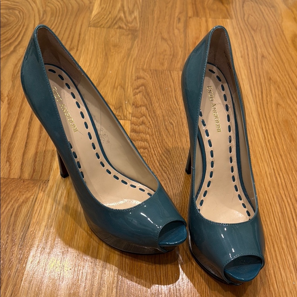 Elegant Teal Peep-Toe Heels by Enzo Angiolini
